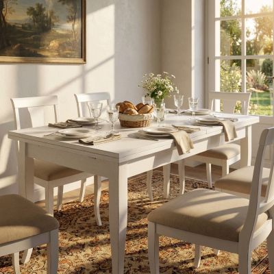 DONNY - tavolo da pranzo allungabile in legno massello cm 85 X 160/200/240