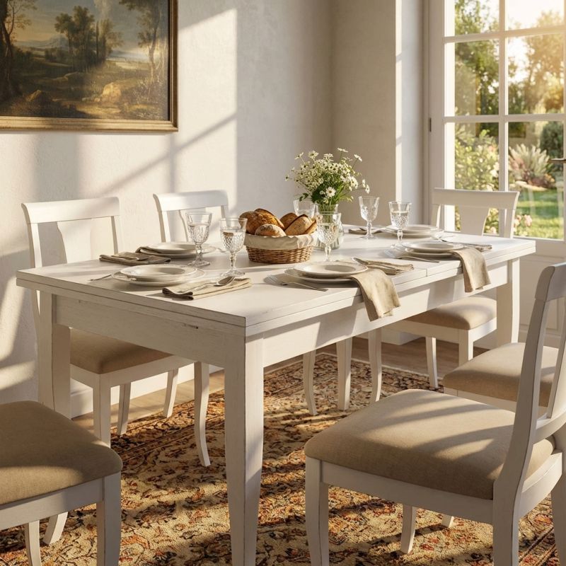 DONNY - tavolo da pranzo allungabile in legno massello cm 85 X 160/200/240