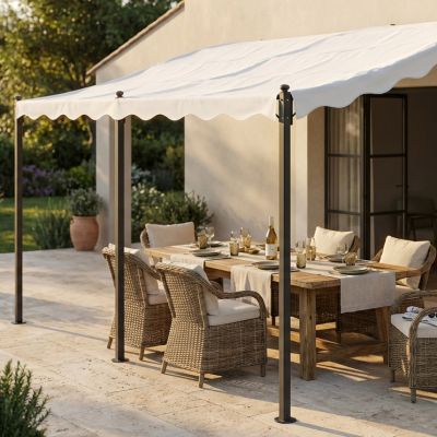 PEGASUS - pergola onda da giardino addossata in acciaio 3 x 4 m