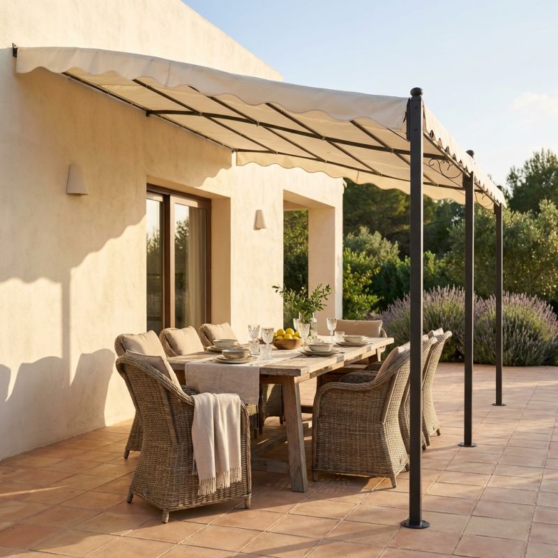 PEGASUS - pergola onda da giardino addossata in acciaio 3 x 4 m