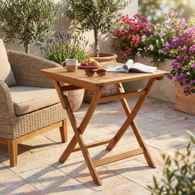 SOLEA - tavolino da giardino pieghevole in legno massiccio di acacia