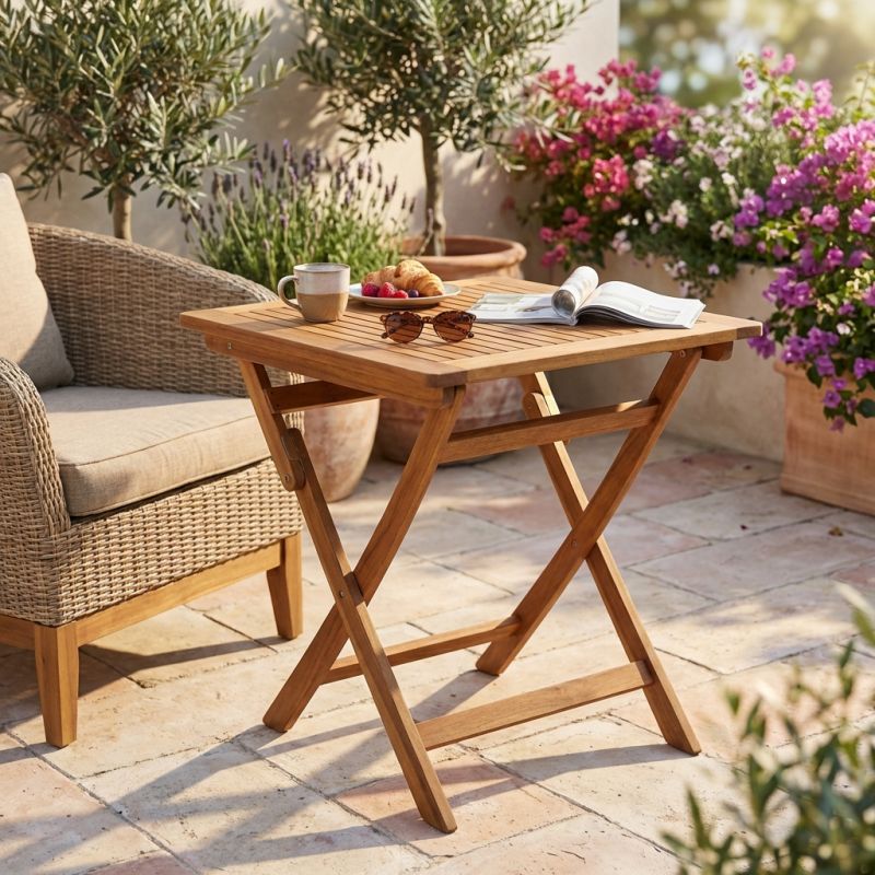 SOLEA - tavolino da giardino pieghevole in legno massiccio di acacia