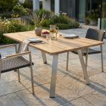 SALTUS - tavolo da giardino in alluminio e teak riciclato