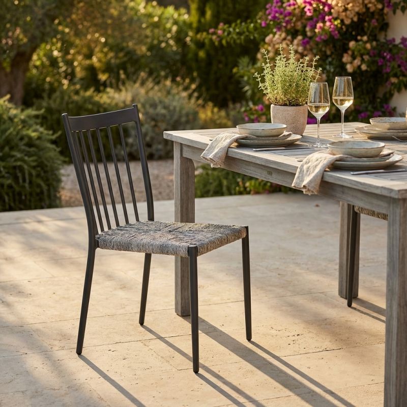 GARDENIA - sedia da giardino in alluminio e rattan sintetico impilabile