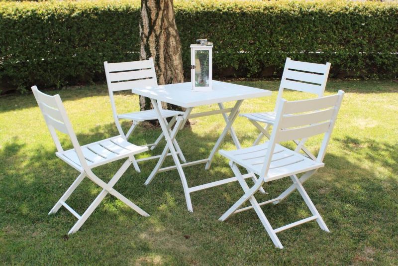 ABELUS - tavolo da giardino quadrato pieghevole salvaspazio in alluminio