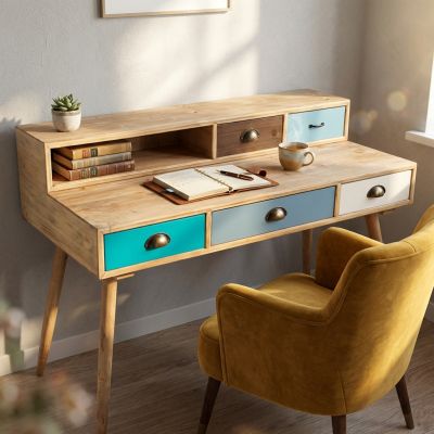 AJ - Scrivania in mdf multicolor
