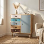 ADELINE - mobiletto 1 anta e 5 cassetti in mdf multicolor