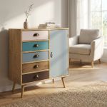ADELINE - mobiletto 1 anta e 5 cassetti in mdf multicolor
