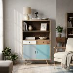 ADELINE - mobiletto 2 ripiani 2 ante e 2 cassetti in mdf multicolor