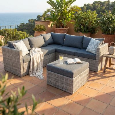 AGRIGENTUM - salotto angolare da giardino intreccio in rattan sintetico