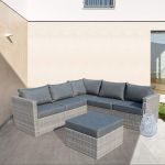 AGRIGENTUM - salotto angolare da giardino intreccio in rattan sintetico