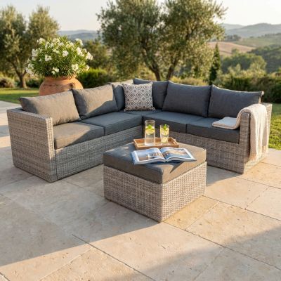 AGRIGENTUM - salotto angolare da giardino intreccio in rattan sintetico