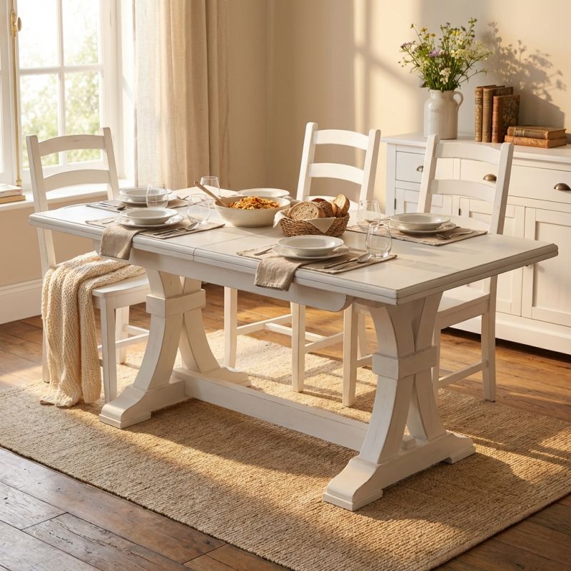 DUSTIN - tavolo da pranzo allungabile in legno massello cm 160/340 X 85