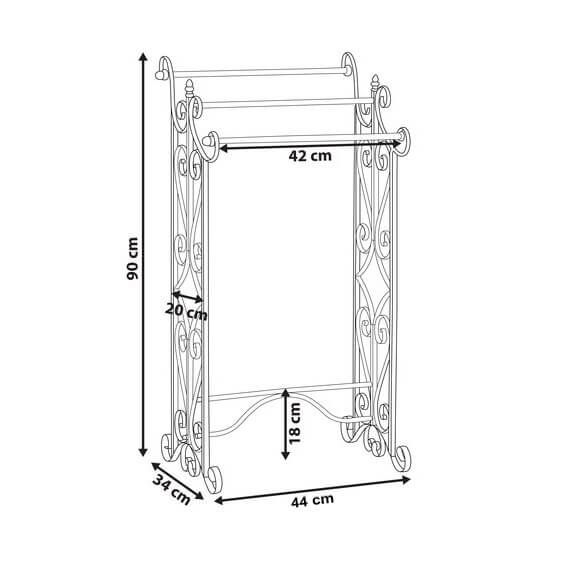 porta asciugamani stile provenzale in ferro verniciato cm 44 x 34 x 90 h