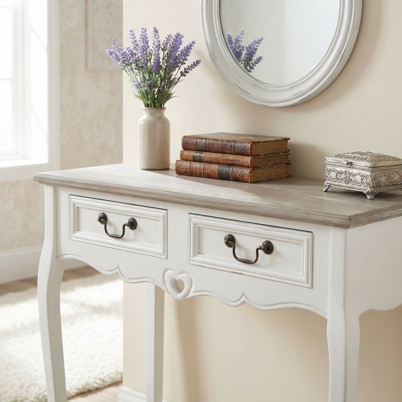 mobiletto con 2 cassetti in legno di paulownia shabby chic