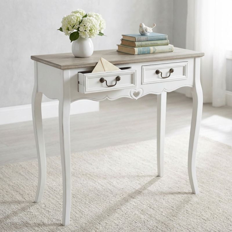 mobiletto con 2 cassetti in legno di paulownia shabby chic