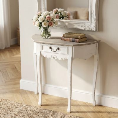 mobiletto con 1 cassetto in legno di paulownia shabby chic