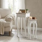 ROLAND - set 2 tavolini in legno di paulownia shabby chic