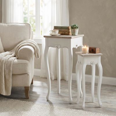 ROLAND - set 2 tavolini in legno di paulownia shabby chic