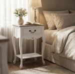 FABIEN - mobiletto 1 cassetto in legno di paulownia shabby chic