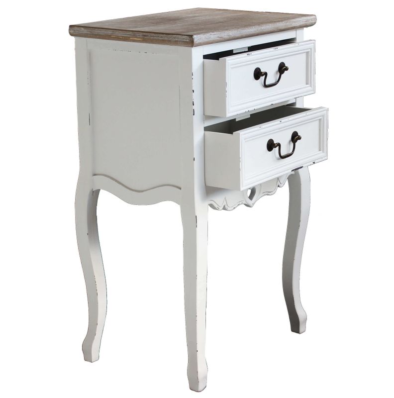 FLORIAN - mobiletto 2 cassetti in legno di paulownia shabby chic