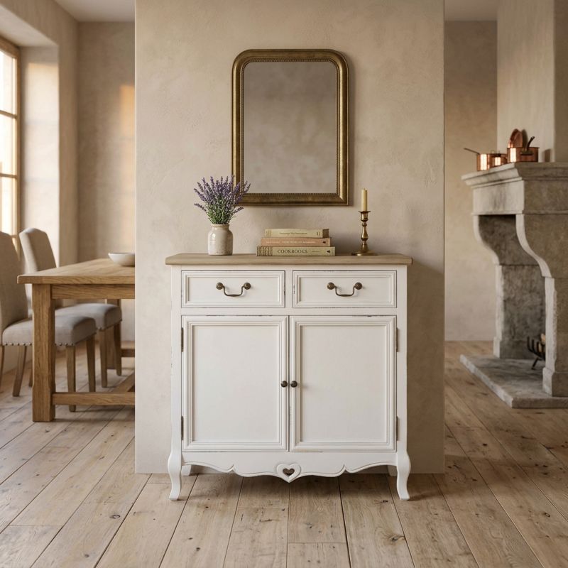 CONSTANCE - credenza 2 ante 2 cassetti in legno di paulownia shabby chic