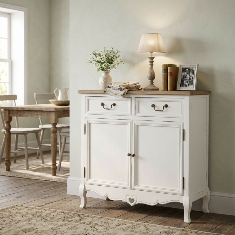 CONSTANCE - credenza 2 ante 2 cassetti in legno di paulownia shabby chic