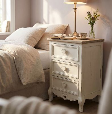 BRIGITTE - mobiletto 3 cassetti in legno di paulownia shabby chic