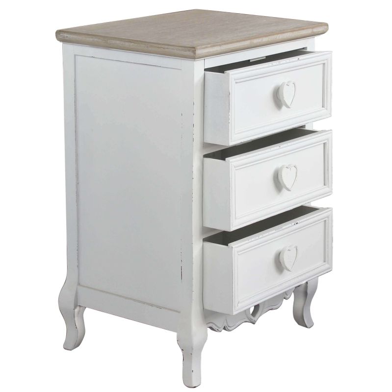BRIGITTE - mobiletto 3 cassetti in legno di paulownia shabby chic