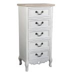 CARINE - cassettiera 5 cassetti in legno di paulownia shabby chic