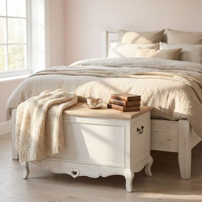 Baule in legno di paulownia shabby chic