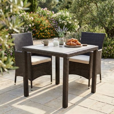 MYKONOS - tavolo da giardino in alluminio ricoperto di wicker