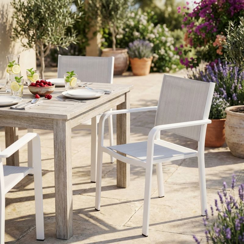 SPLENDOR - poltrona da giardino in alluminio e textilene impilabile