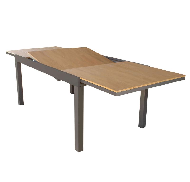 VIDUUS - set tavolo in alluminio e polywood cm 160/240 x 95 x 75 h con 8 poltrone Viduus