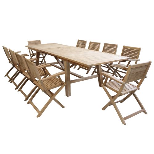 ORATOR - set tavolo in teak cm.220/300 x 100 x 77 h con 10 poltrone Orator