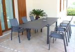JERRI - set tavolo in alluminio cm 135/270 x 90 x 75 h con 6 poltrone Lotus