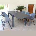 JERRI - set tavolo in alluminio cm 135/270 x 90 x 75 h con 8 poltrone Jessie