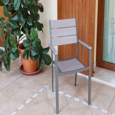TRIUMPHUS - set tavolo in alluminio e polywood cm 180/240 x 100 x 73 h con 8 poltrone Xanthus