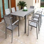 TRIUMPHUS - set tavolo in alluminio e polywood cm 180/240 x 100 x 73 h con 8 poltrone Xanthus