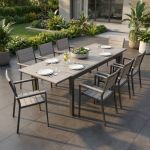 TRIUMPHUS - set tavolo in alluminio e polywood cm 180/240 x 100 x 73 h con 8 poltrone Xanthus