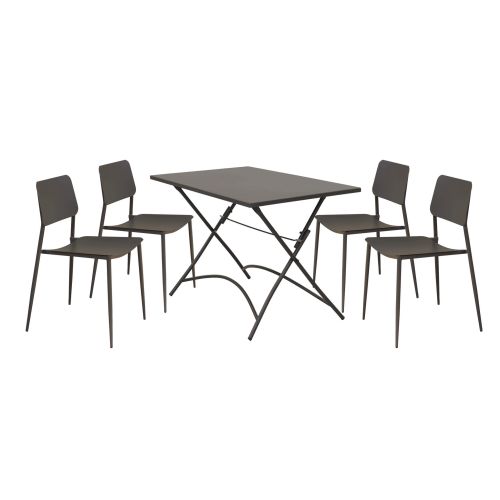 ROMANUS - set tavolo in metallo cm 110 x 70 x 72 h con 4 sedie Viper