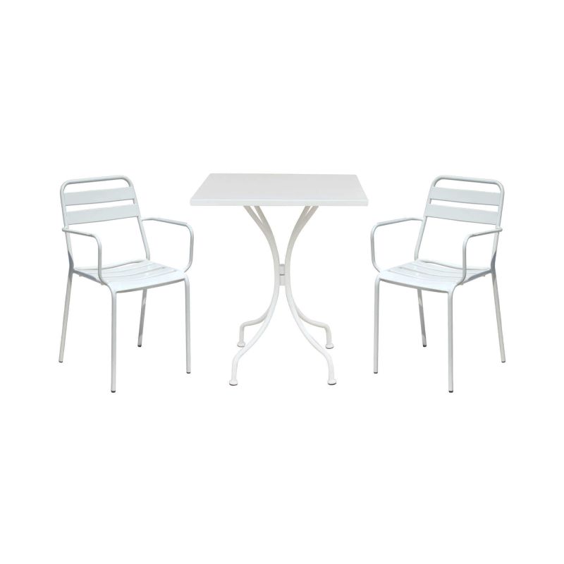 ROMANUS - set tavolo in metallo cm 60 x 60 x 72 h con 2 poltrone Romanus