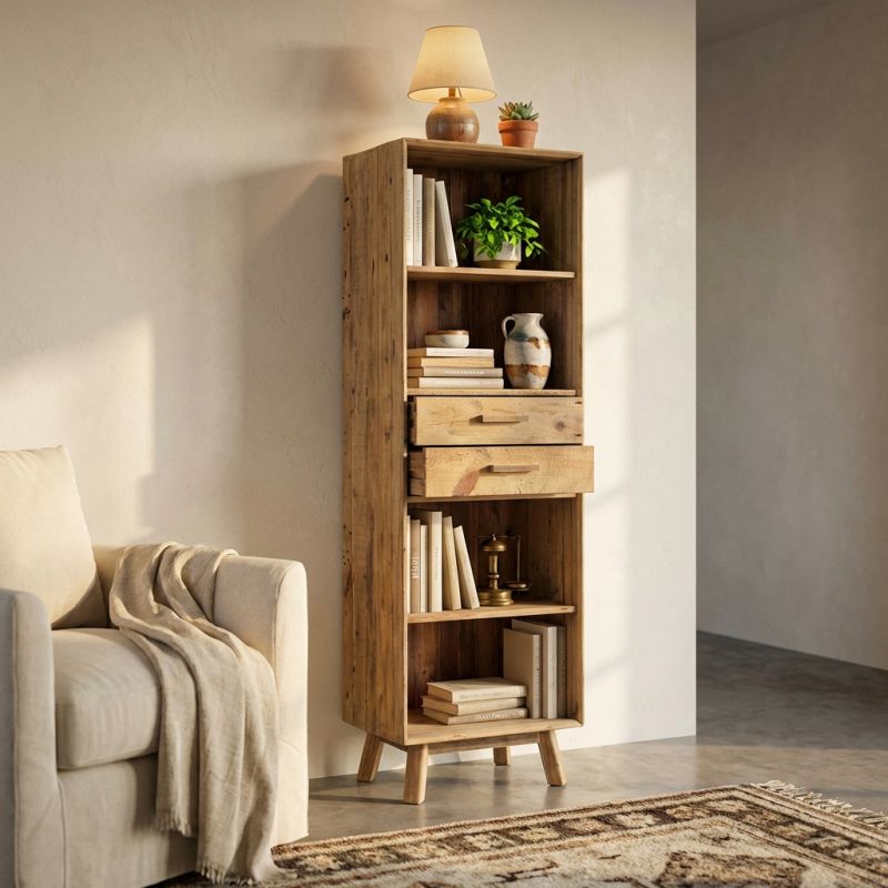 PINUS - libreria con 2 cassetti e 4 ripiani