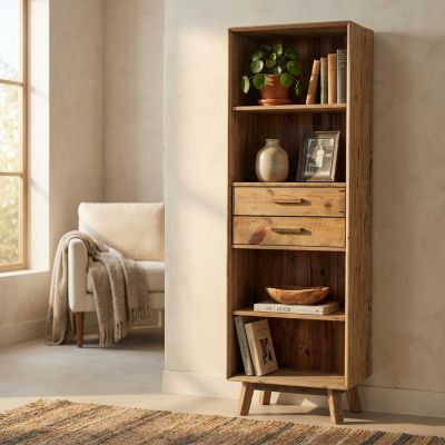 PINUS - libreria con 2 cassetti e 4 ripiani