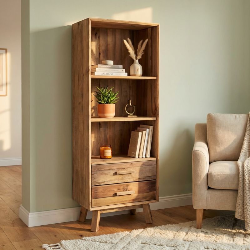PINUS - libreria con 2 cassetti e 3 ripiani
