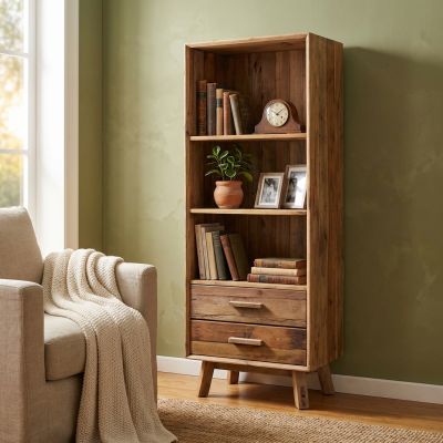 PINUS - libreria con 2 cassetti e 3 ripiani