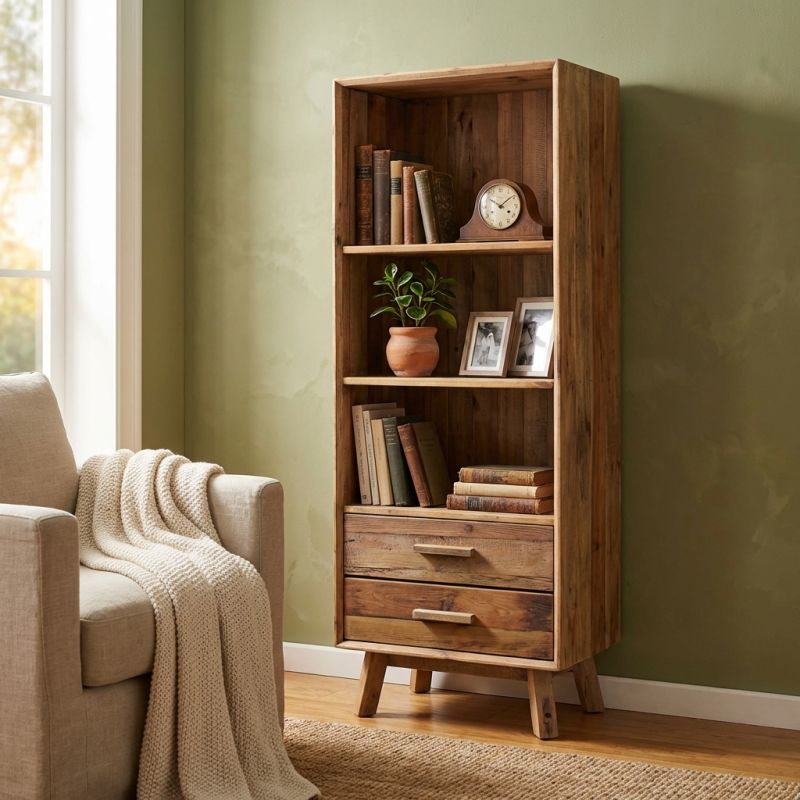 PINUS - libreria con 2 cassetti e 3 ripiani