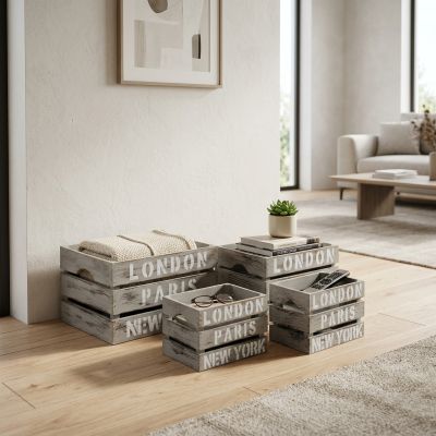 CARSON - set di 4 cassette in legno