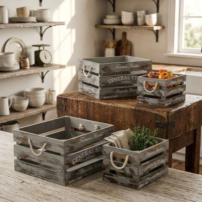 JOSE - set di 4 cassette in legno