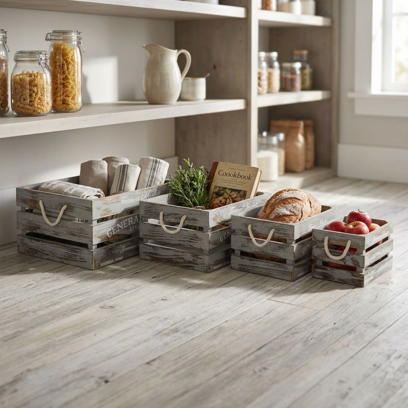 JOSE - set di 4 cassette in legno